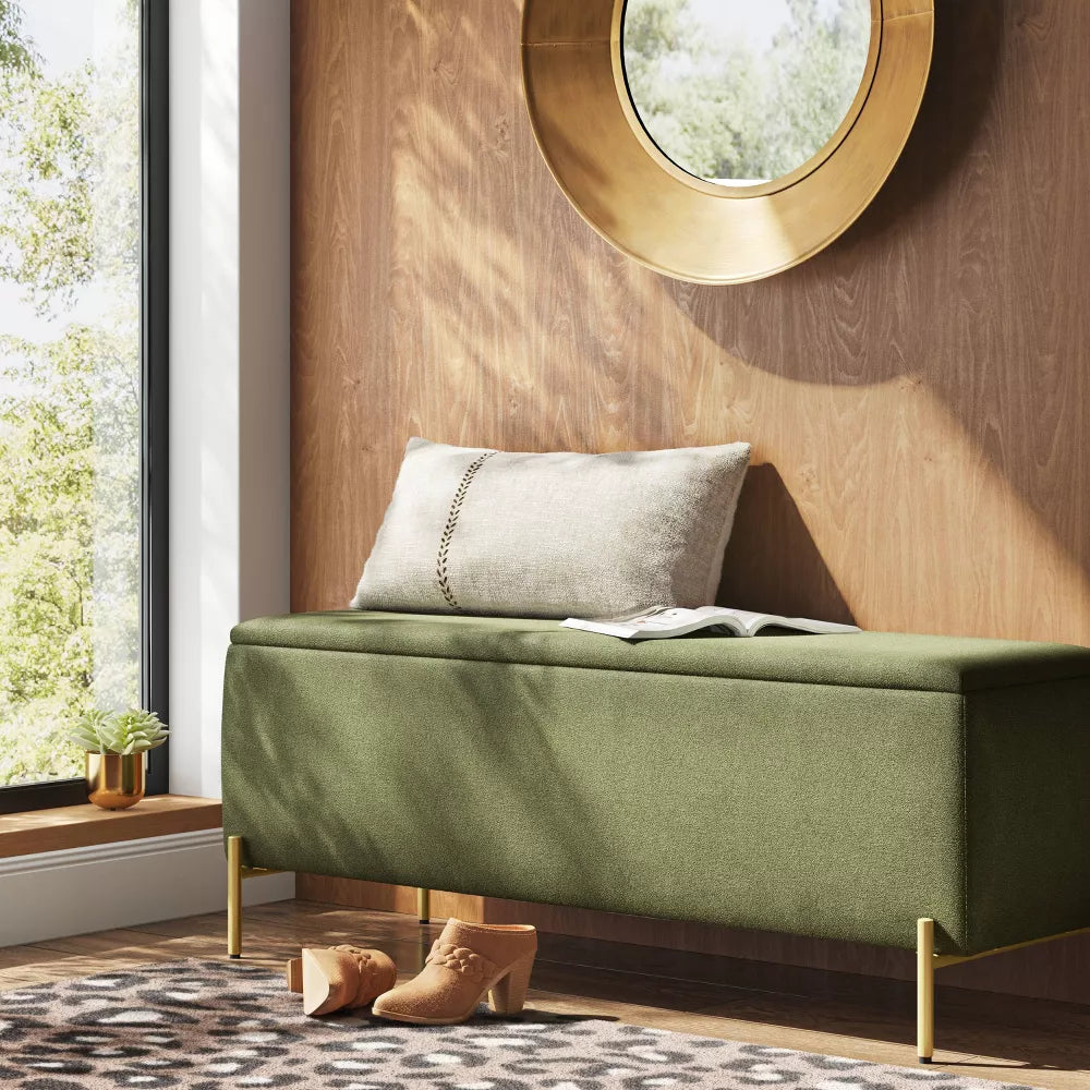 Ivy Upholstered Storage Bench Sage Green - Threshold™