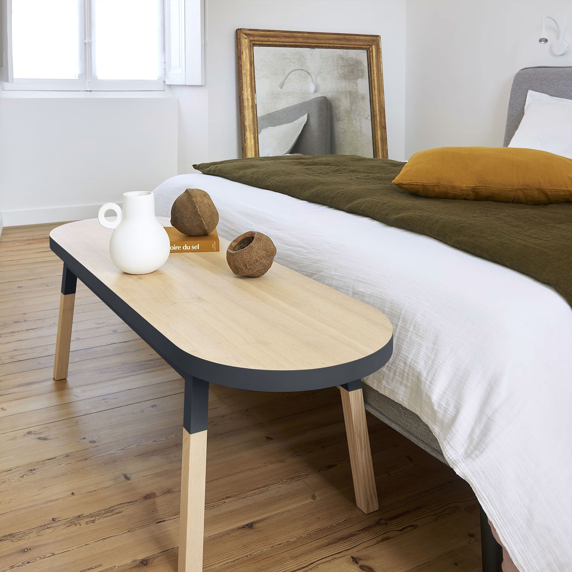 Egee - Bed bench end 140 cm, 100% solid ash