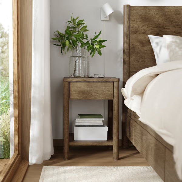Bedroom furniture, set of 3, incl bed storage/brown stained oak veneer, 180x200 cm (70 7/8x78 3/4 ")