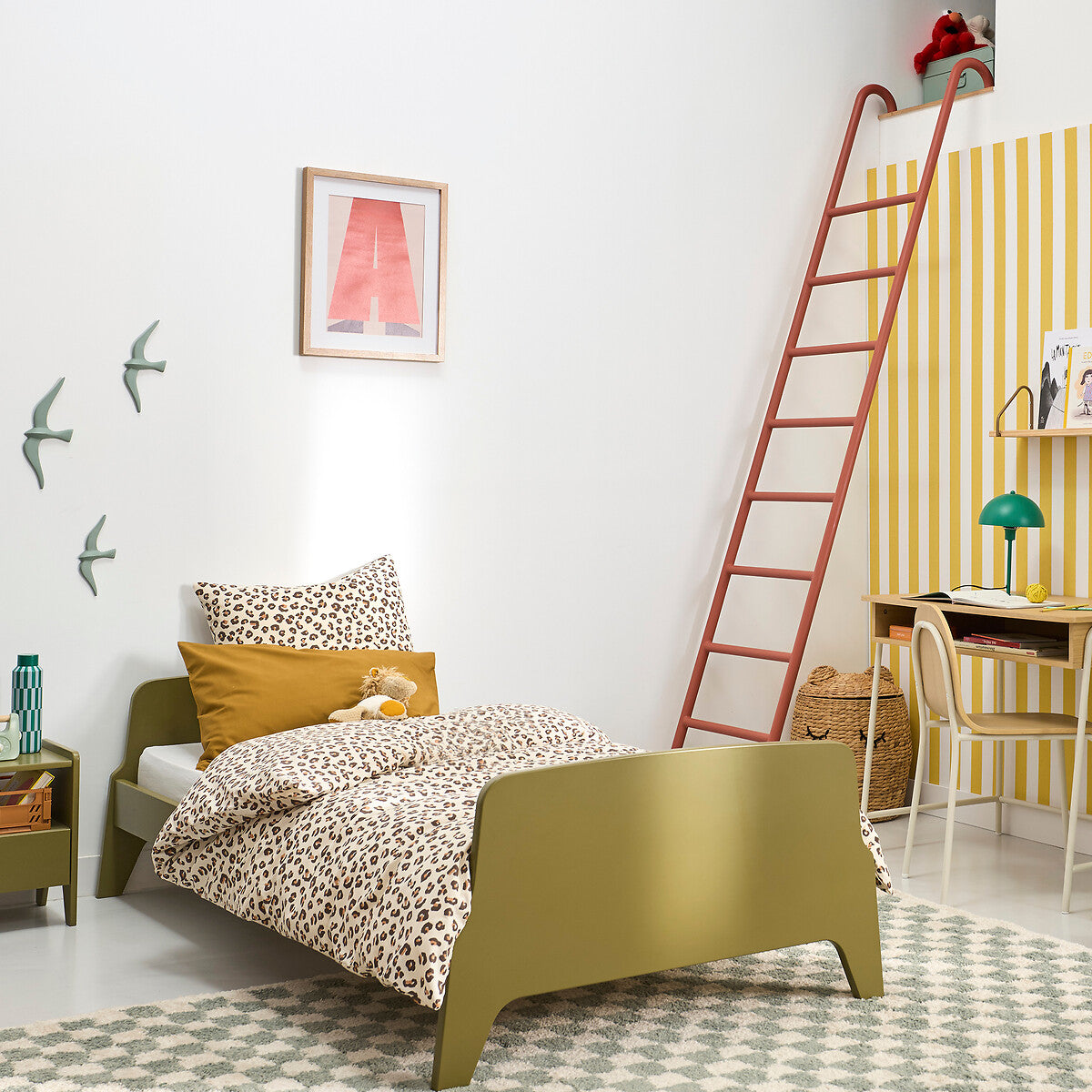 Retro vintage style bed, 1 person, Adil