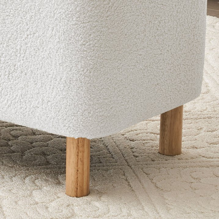 39.5" Boucle Storage Ottoman Bench for Living Room Bedroom Foot Rest End of Bed Wood Leg