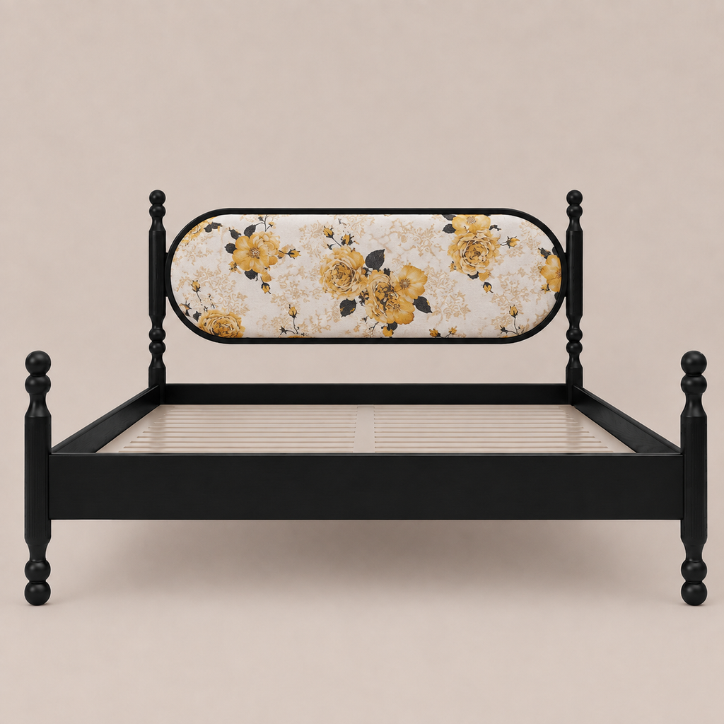 Kingsley Solid Wood Bed with Upholstered Headboard
