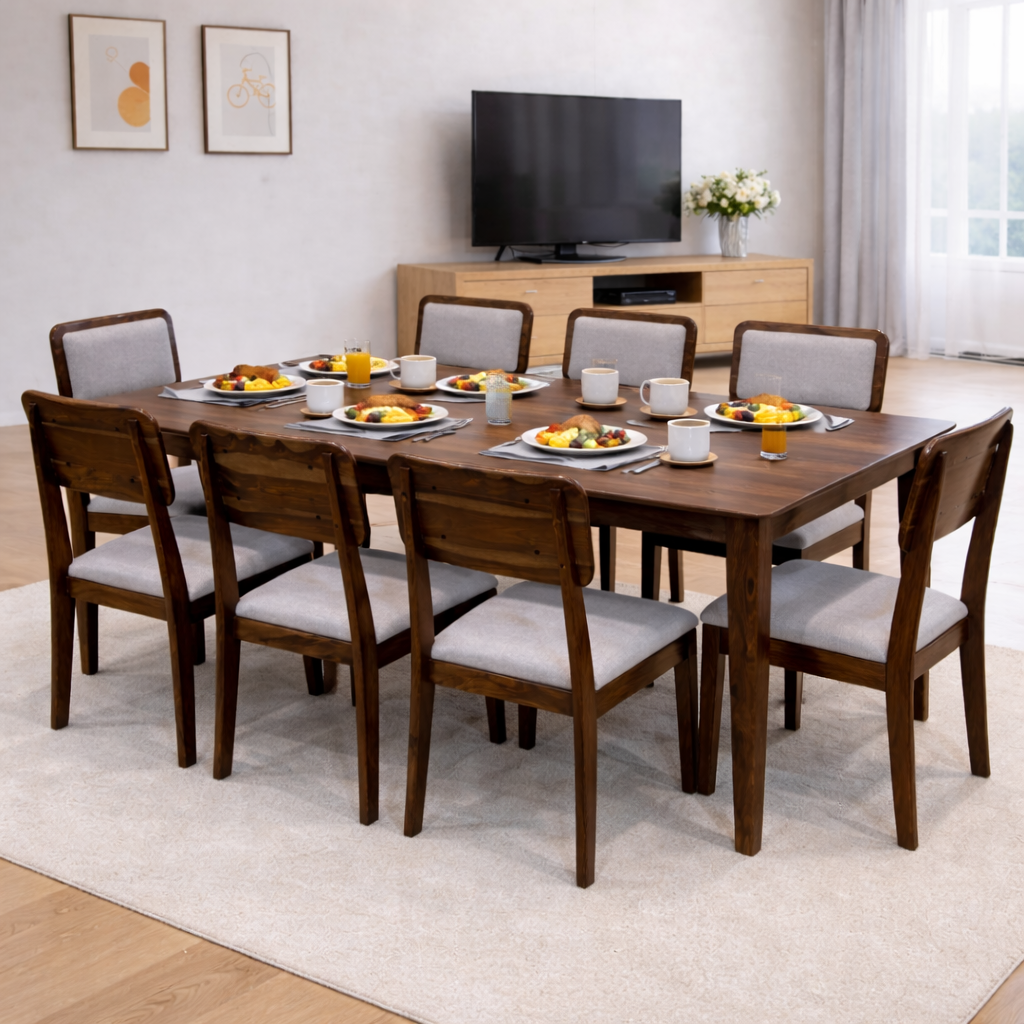 Urban Living Solid Sheesham Wood Eight Seater Dining Table Set