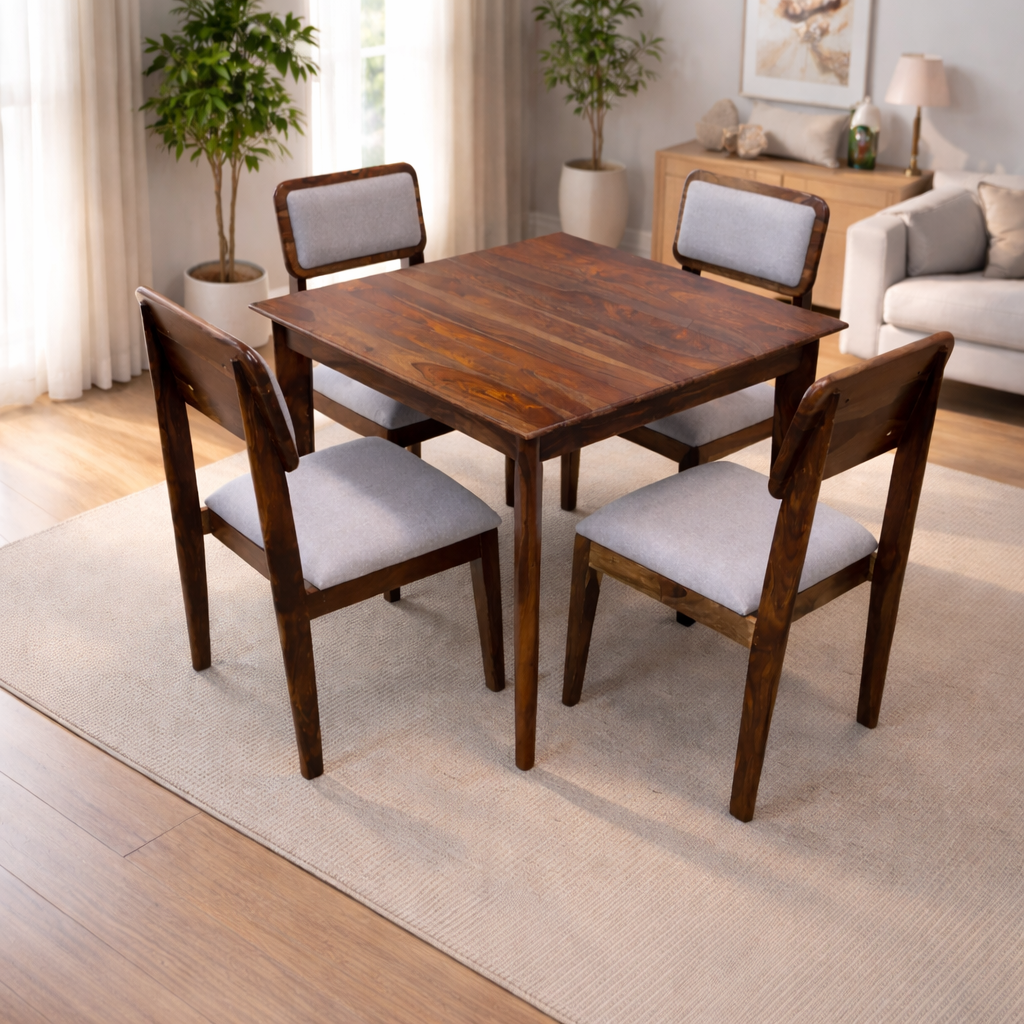 Urban Living Solid Sheesham Wood Four Seater Dining Table Set