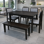 Urban Living Solid Sheesham Wood 6 Seater Dining Set with Bench Walnut | Mamta Handicraft