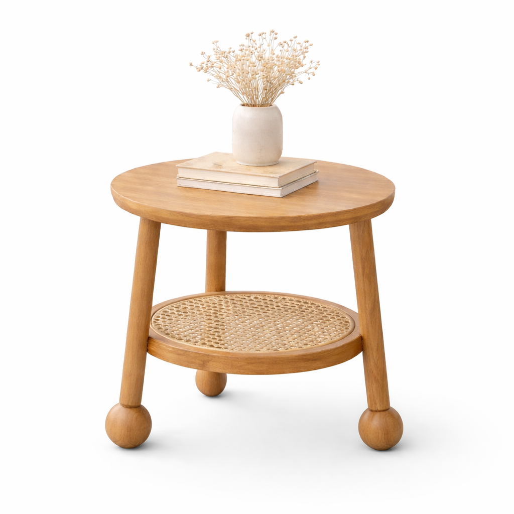 Valencia Rattan Round End Table Front View | Mamta Handicraft