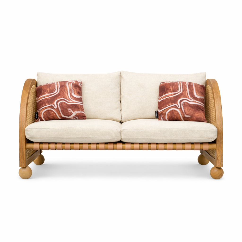 Valencia Rattan 2 Seater Sofa Front View | Mamta Handicraft
