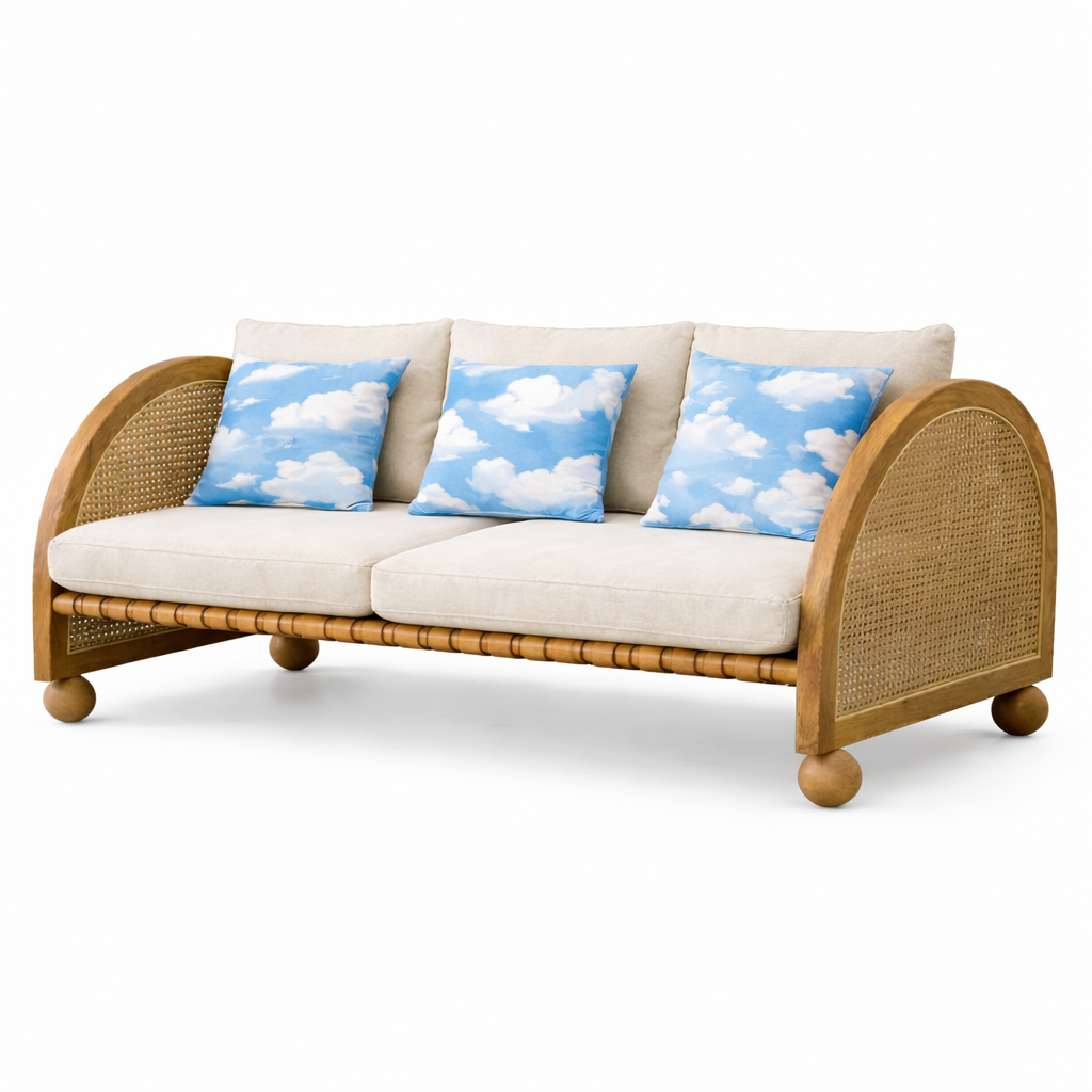 Valencia Rattan 3 Seater Sofa Front View | Mamta Handicraft