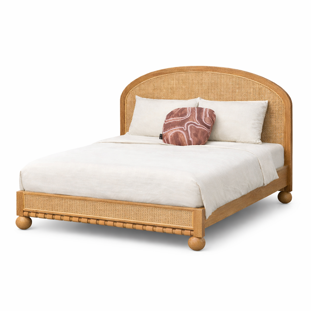 Valencia Rattan Bed Front View | Mamta Handicraft