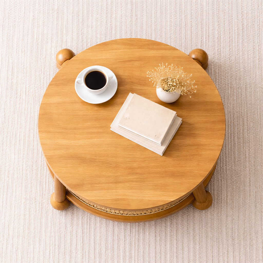 Valencia Rattan Round Coffee Table Top View | Mamta Handicraft