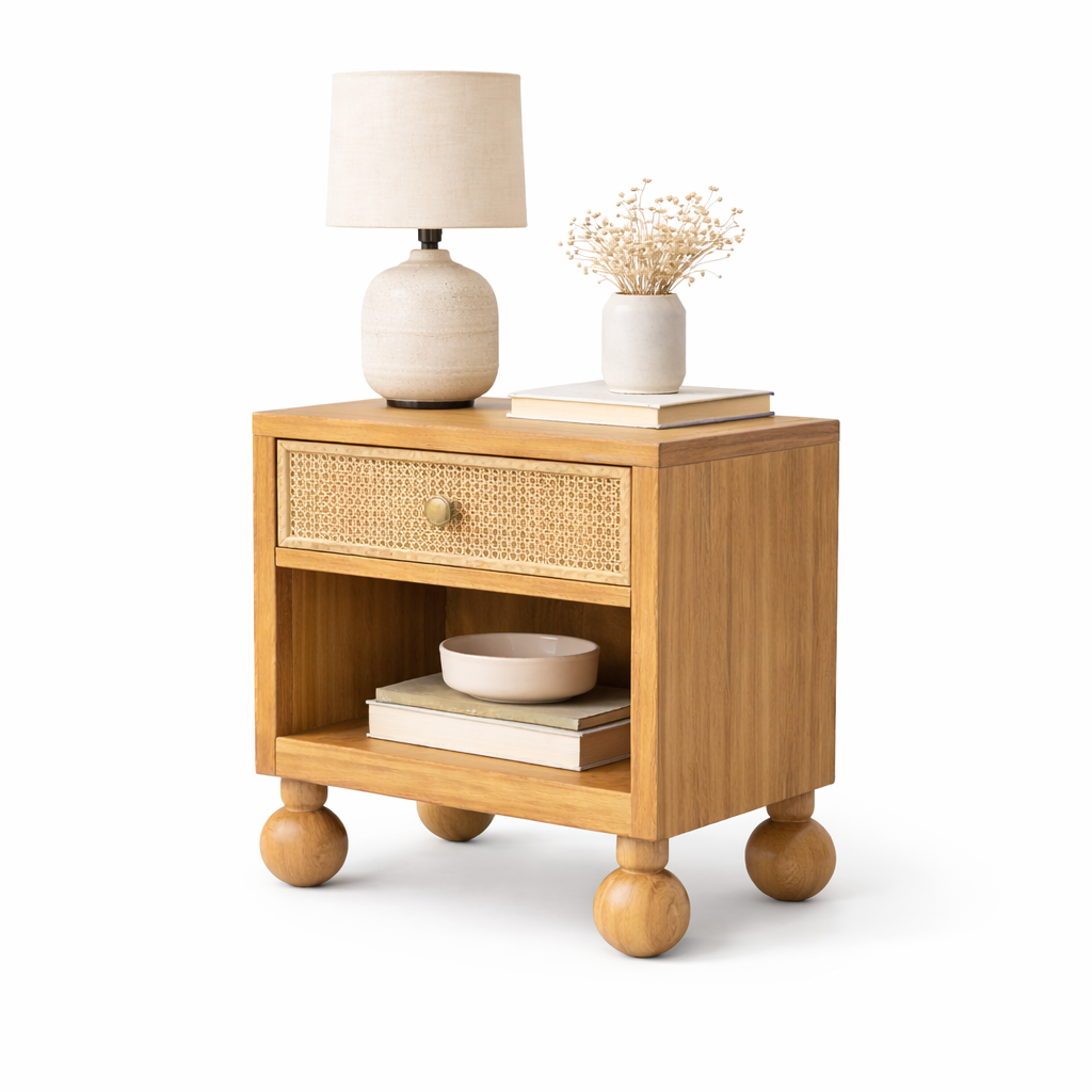 Valencia Rattan Nightstand Drawer Detail | Mamta Handicraft