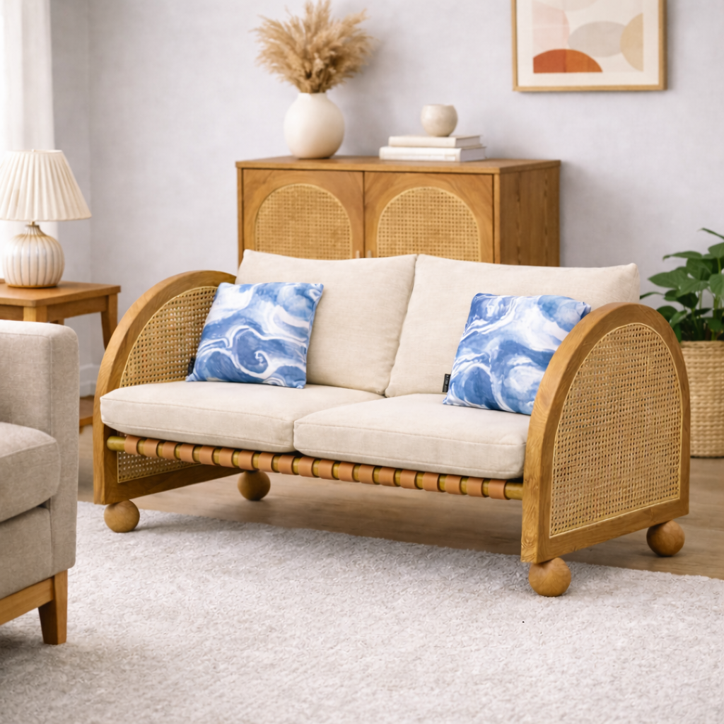 Valencia Rattan 2 Seater Curved Sofa | Mamta Handicraft