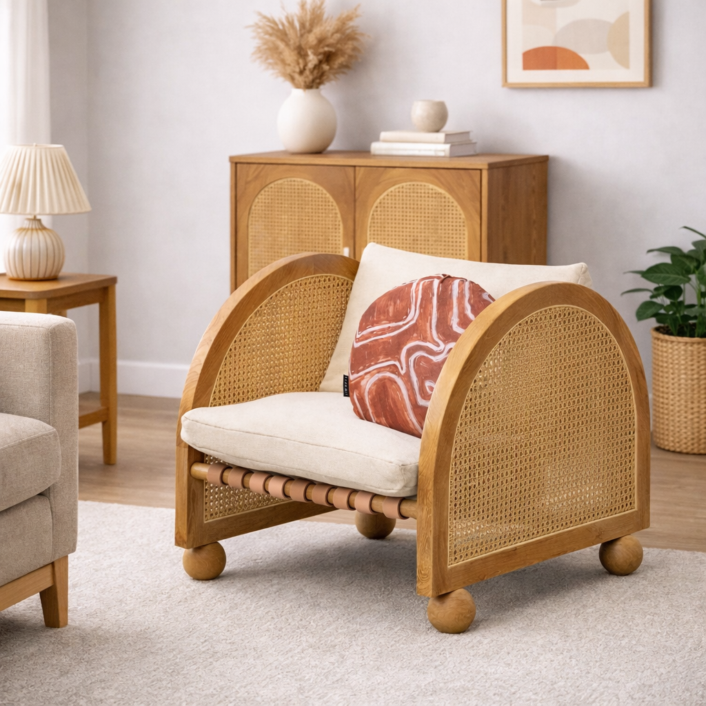 Valencia Rattan 1 Seater Sofa Rattan Detail | Mamta Handicraft