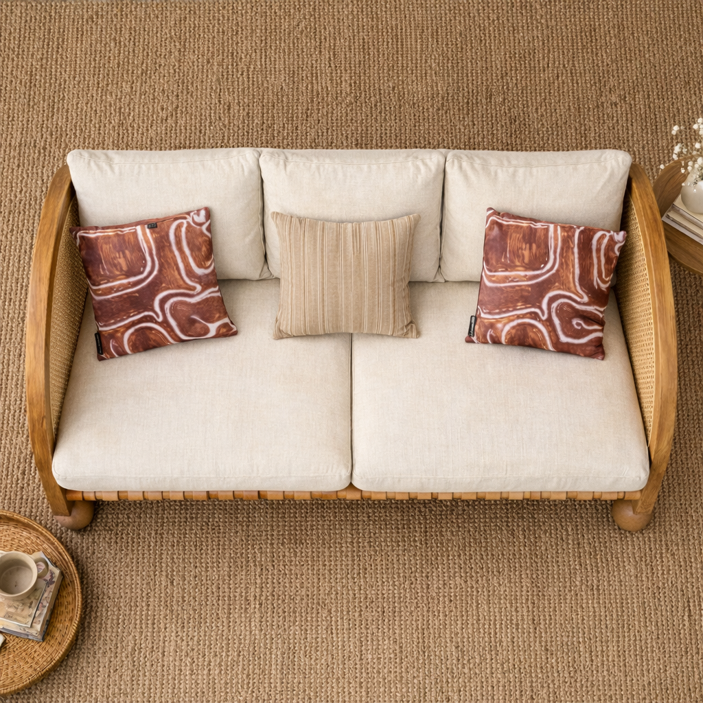 Valencia Rattan 3 Seater Sofa Rattan Detail | Mamta Handicraft