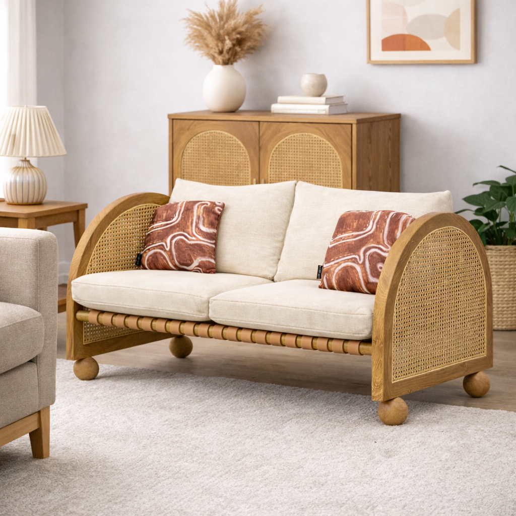 Valencia Rattan 2 Seater Sofa Side View | Mamta Handicraft