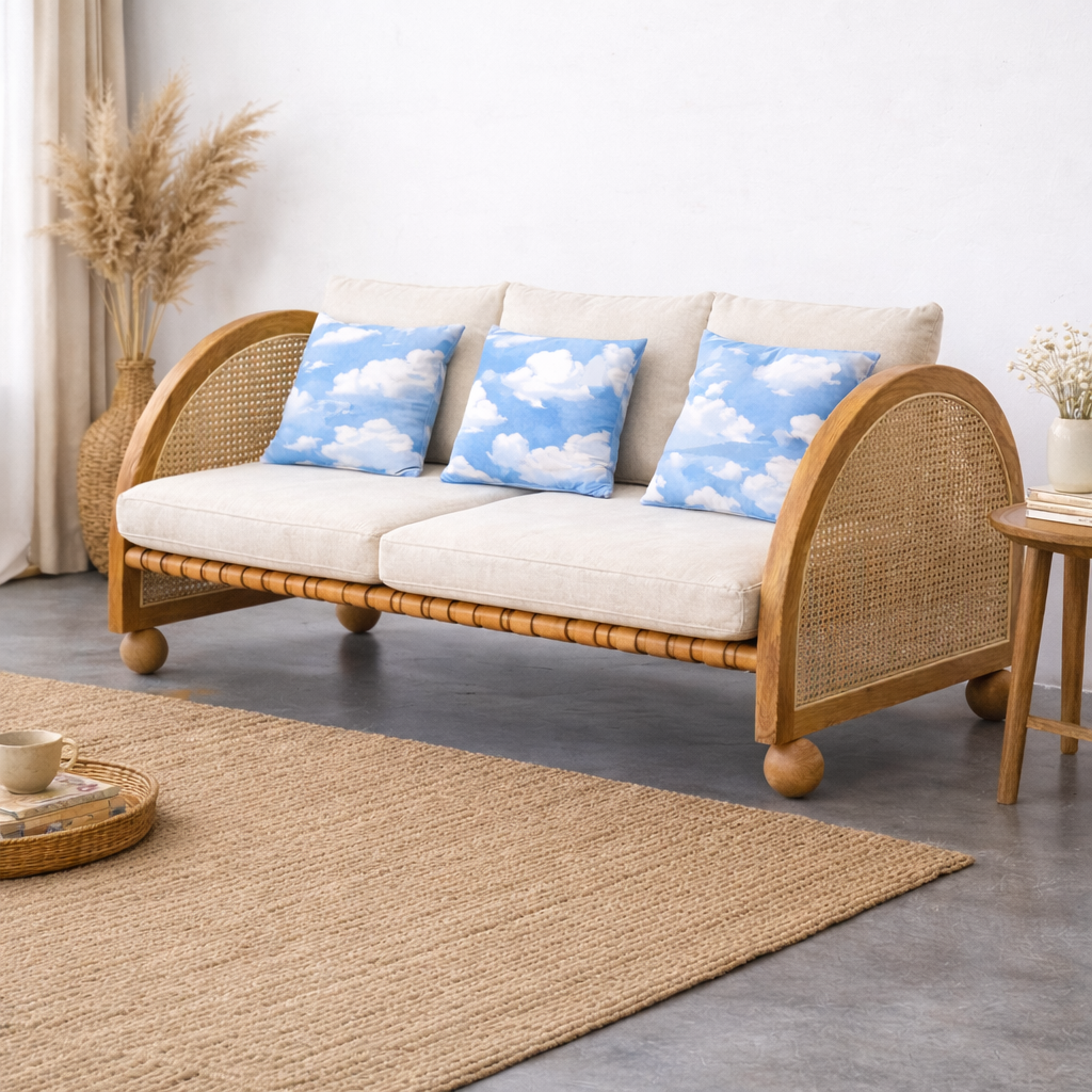 Valencia Rattan 3 Seater Curved Sofa | Mamta Handicraft