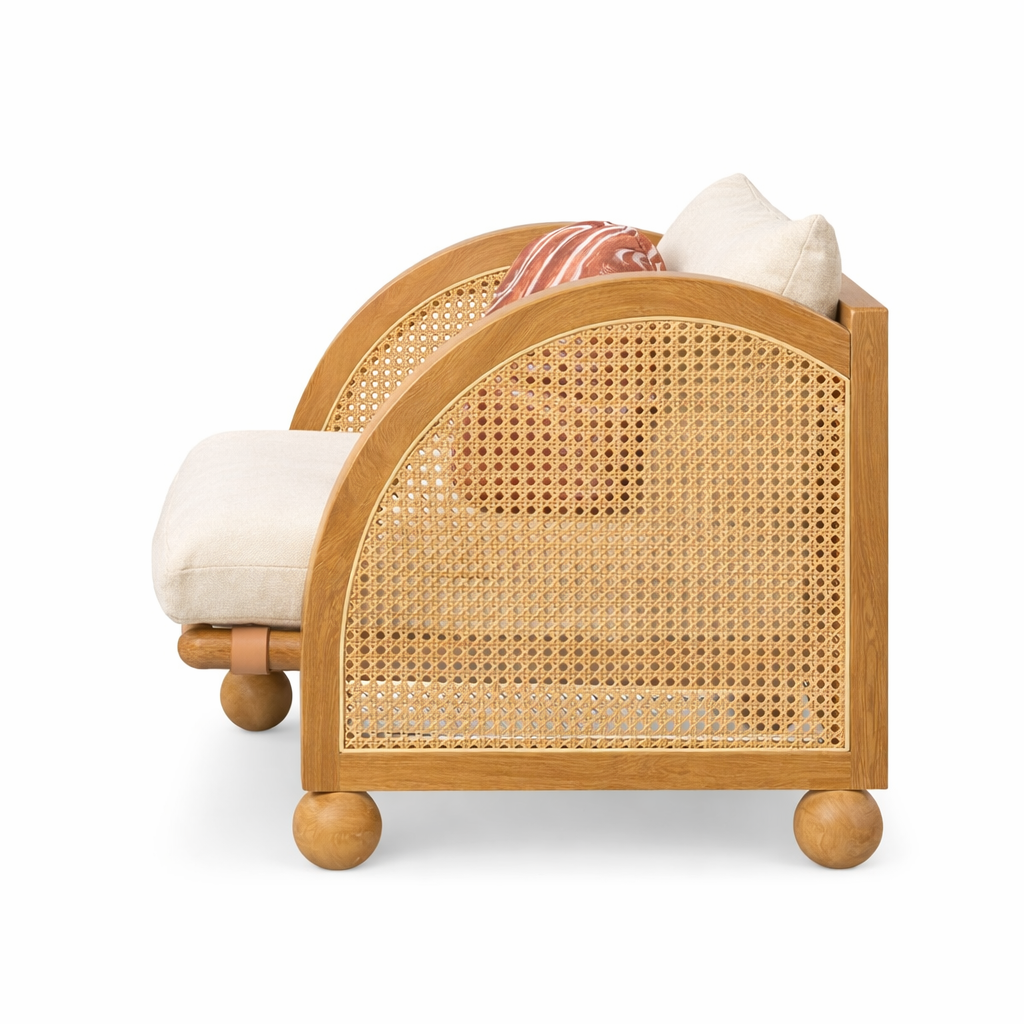 Valencia Rattan 1 Seater Curved Sofa Lifestyle | Mamta Handicraft