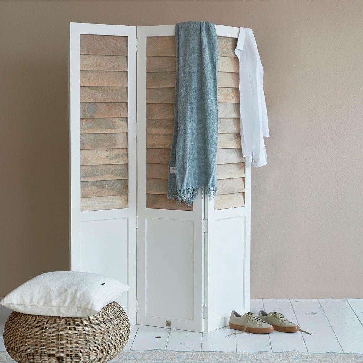 Riviera Maison Pacifica Room Divider - Mango Wood - White