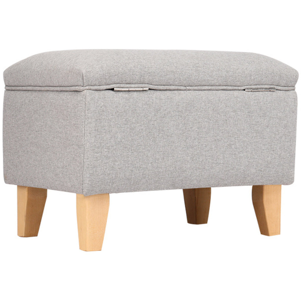 Fabric Upholstered Storage Ottoman Box Entryway Footstools