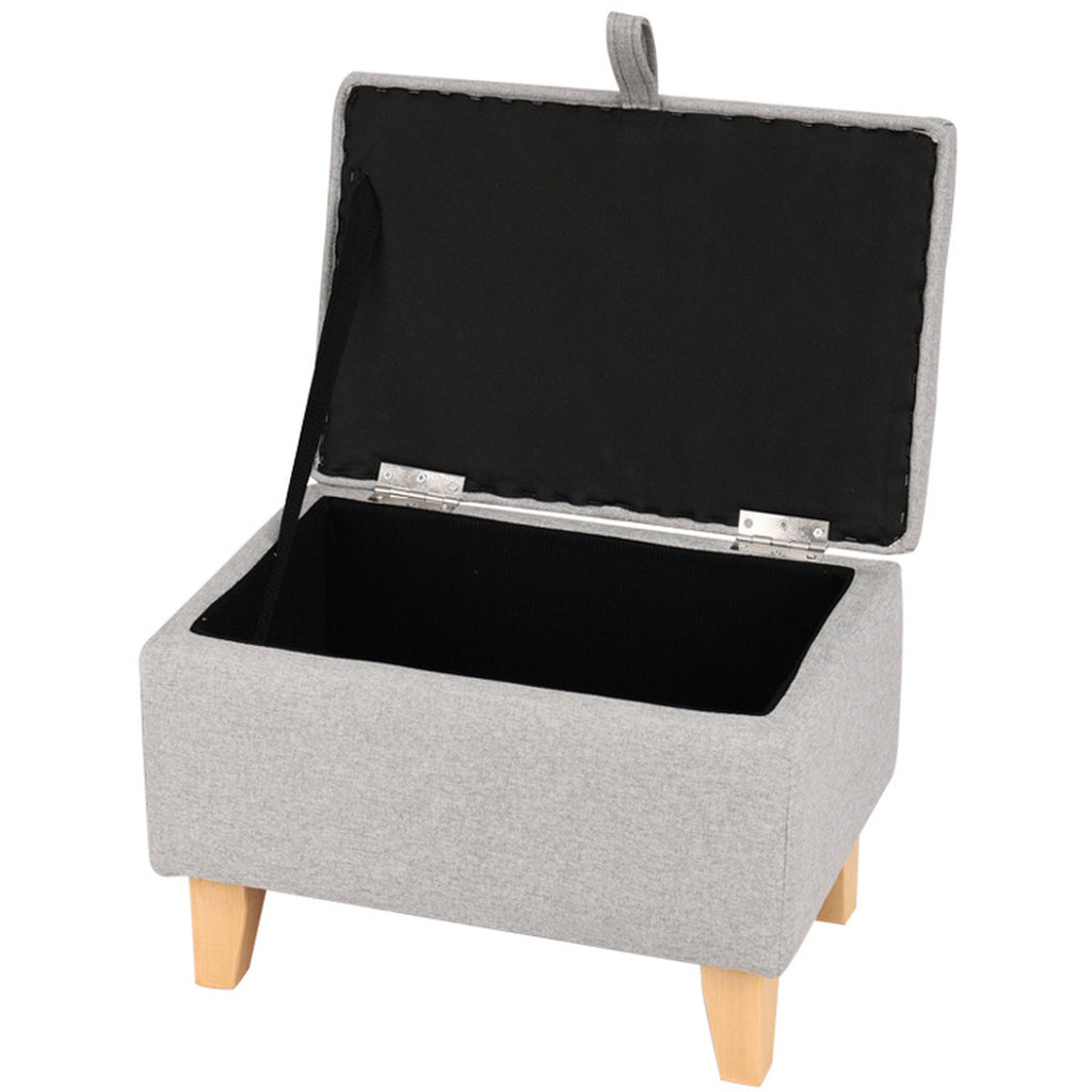 Fabric Upholstered Storage Ottoman Box Entryway Footstools