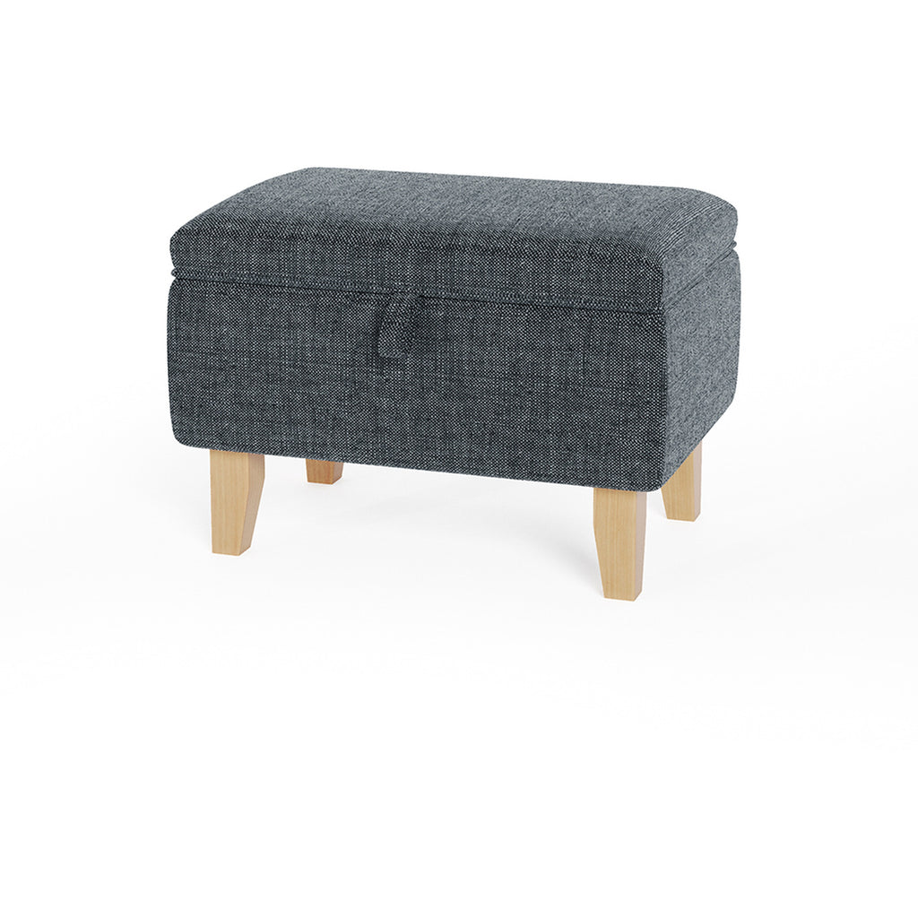 Fabric Upholstered Storage Ottoman Box Entryway Footstools