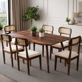 Premium Sheesham Wood 6 Seater Dining Set with Natural Cane Back Chairs