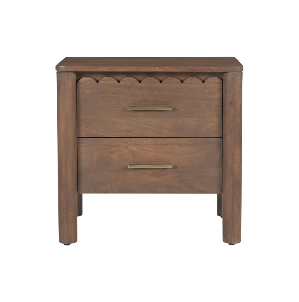 Indiana Scalloped Edge Solid Wood Bedside – Elegant Nightstand
