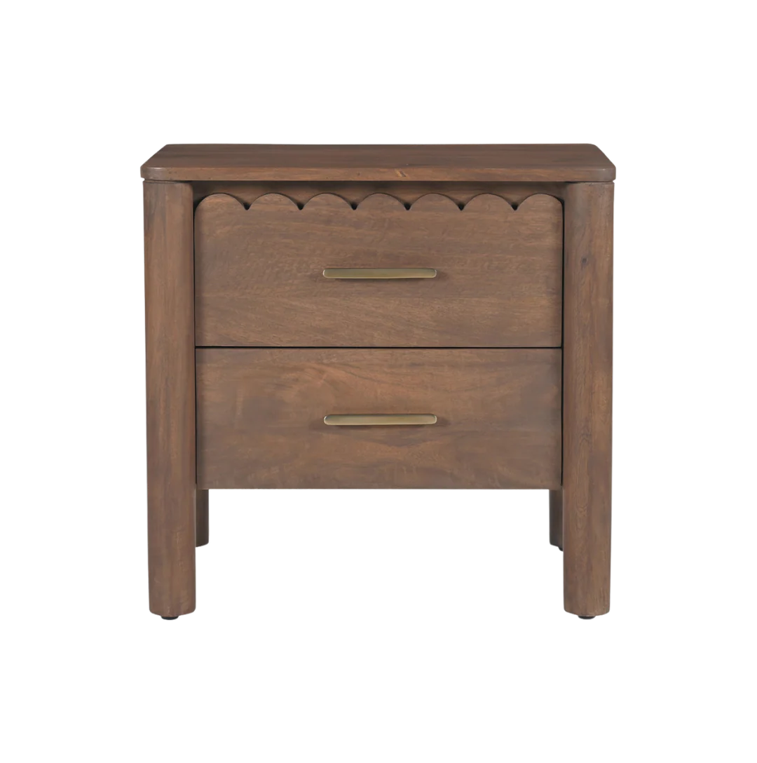 Indiana Scalloped Edge Solid Wood Bedside – Elegant Nightstand