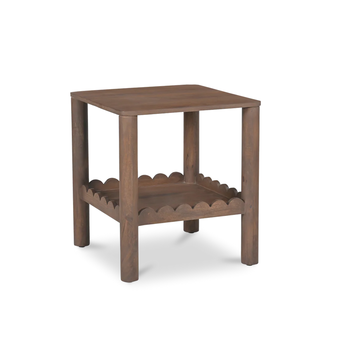 Indiana Scalloped Edge Solid Wood Accent Table – Modern Side Table