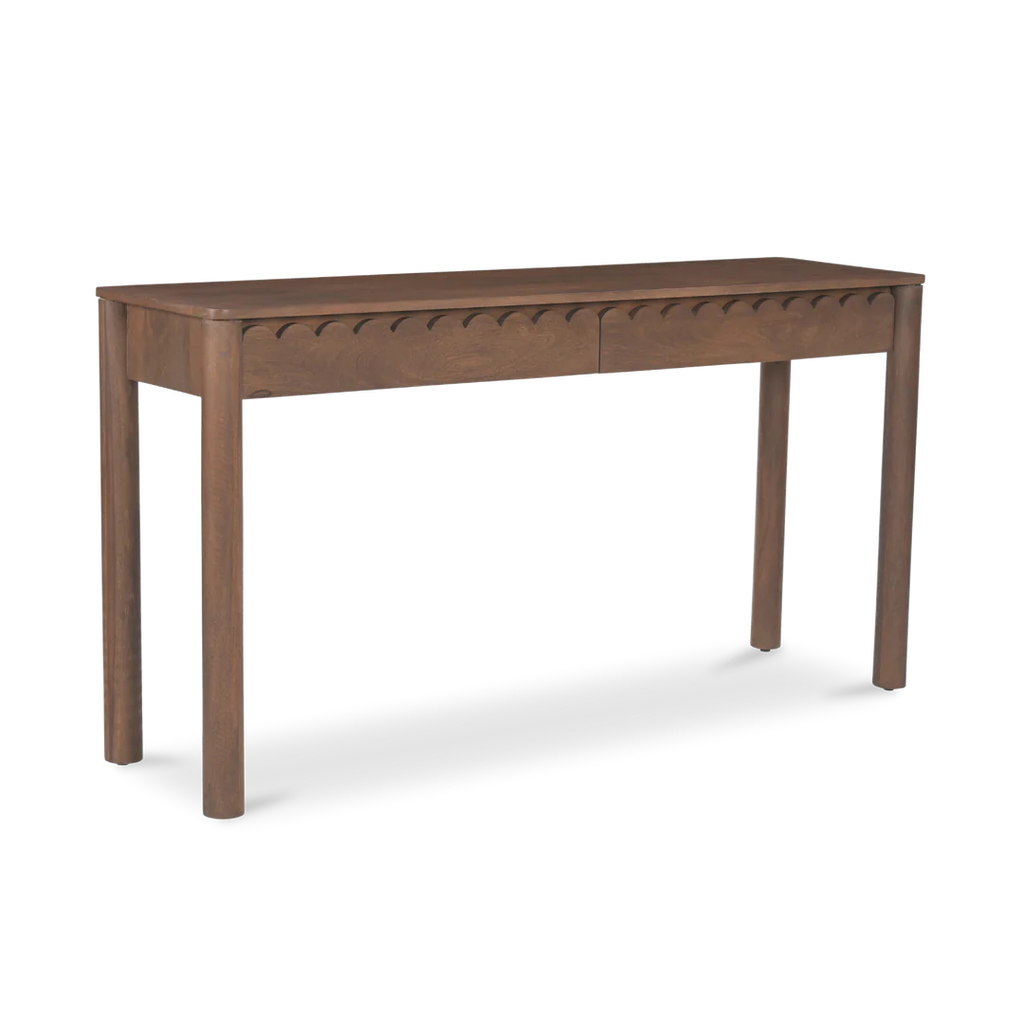 Indiana Scalloped Edge Solid Wood Console Table – Modern Minimalist Design