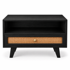 Modern Solid Wood Media Console with Cane Front