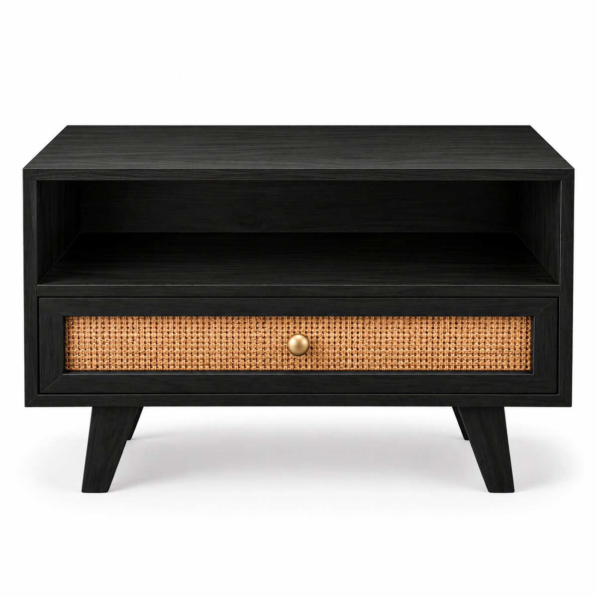Modern Solid Wood Media Console with Cane Front