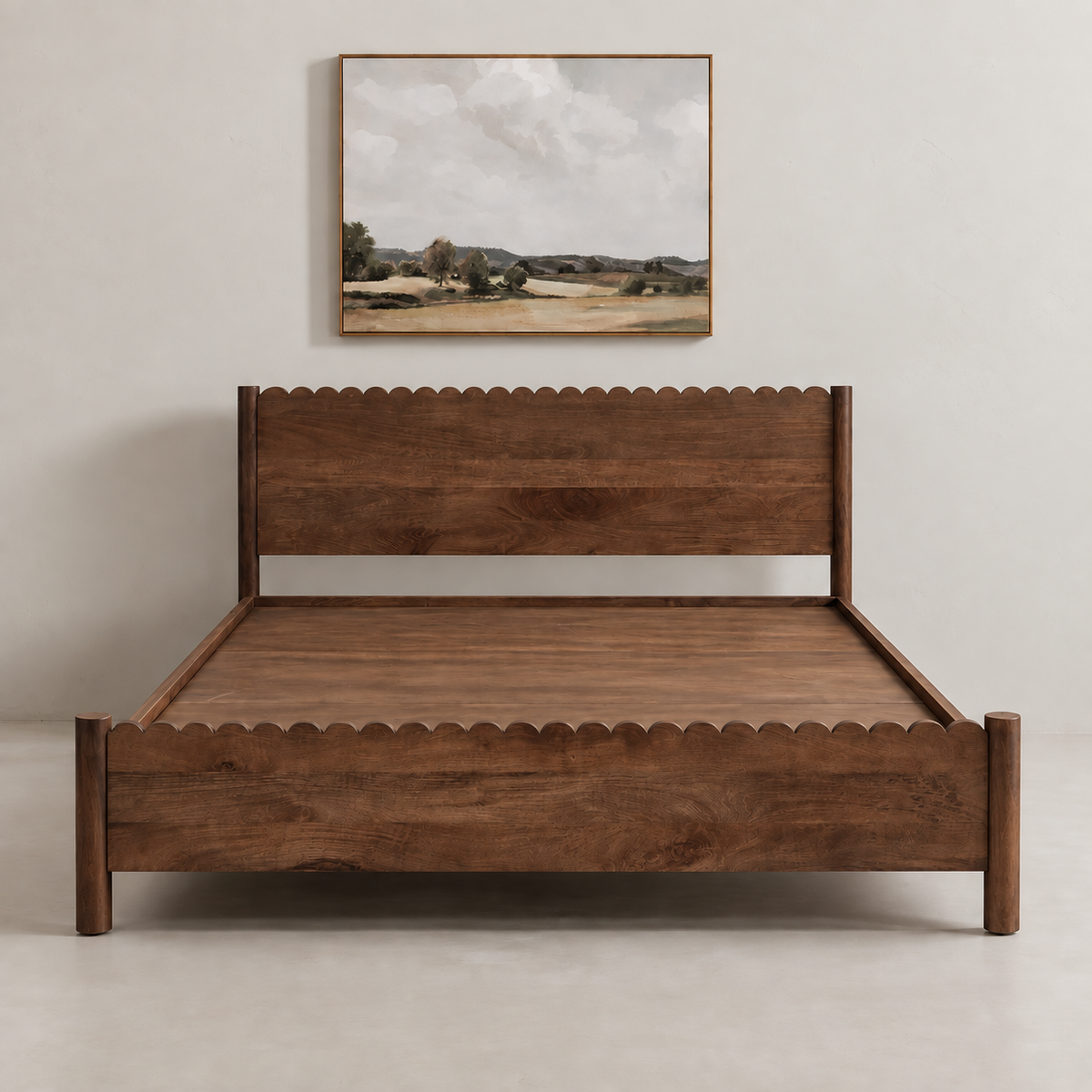 Indiana Scalloped Edge Solid Wood Elegant Bed