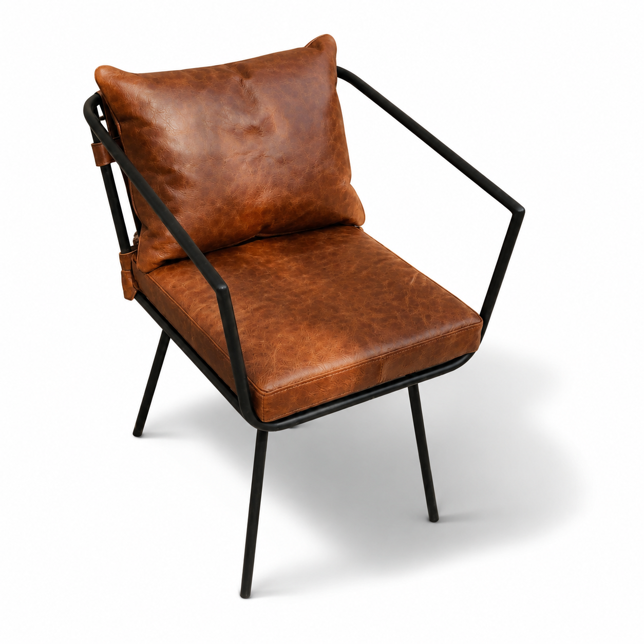 Modern Cognac Leather Lounge Chair