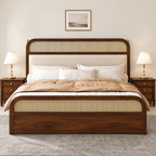 Milano Classic Wooden Bed with Upholstered Headboard
