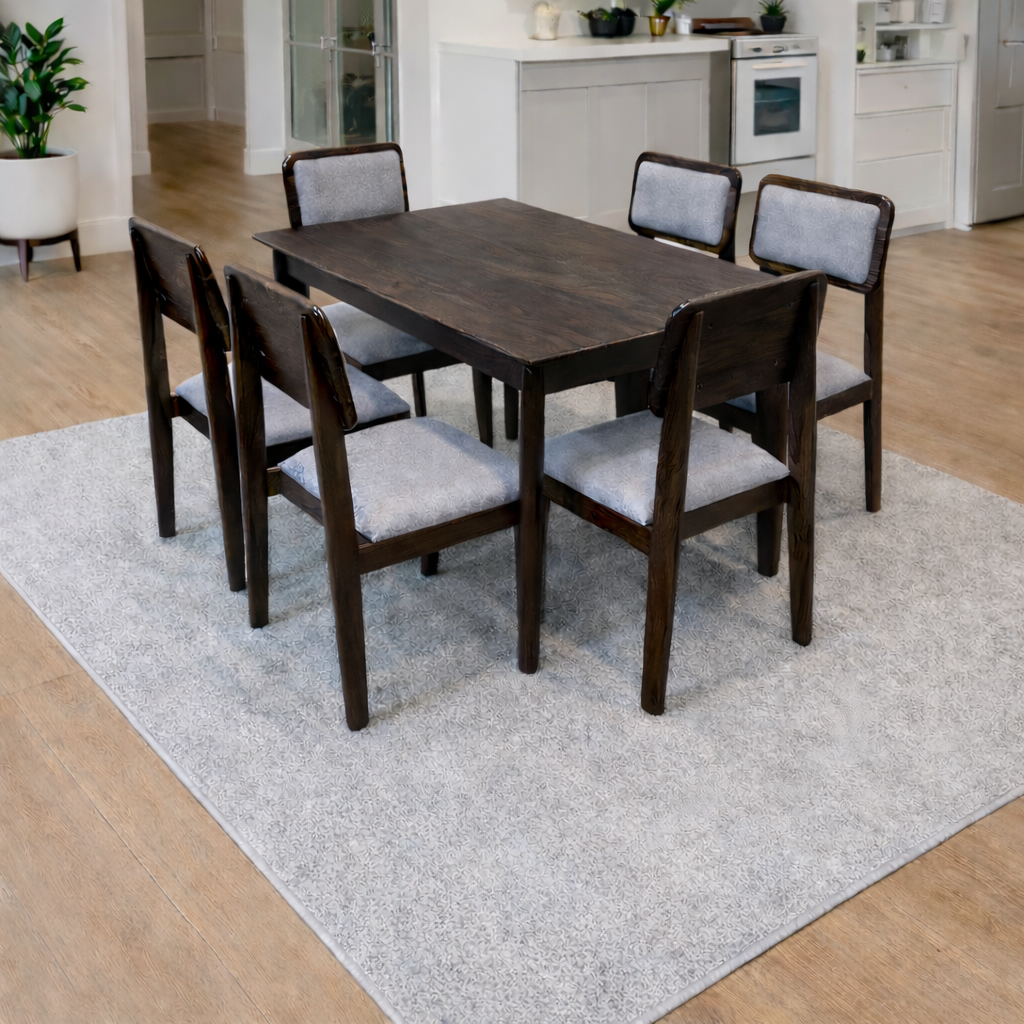 Urban Living Solid Sheesham Wood Six Seater Dining Table Set