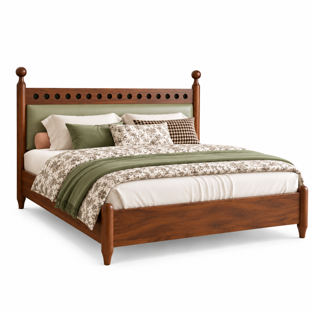 Bellanca Mid-Century Modern Solid Wood Bed – Without Storage