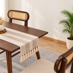 Ashton Solid Wood Rattan Cane Dining Table 4 Seater Set