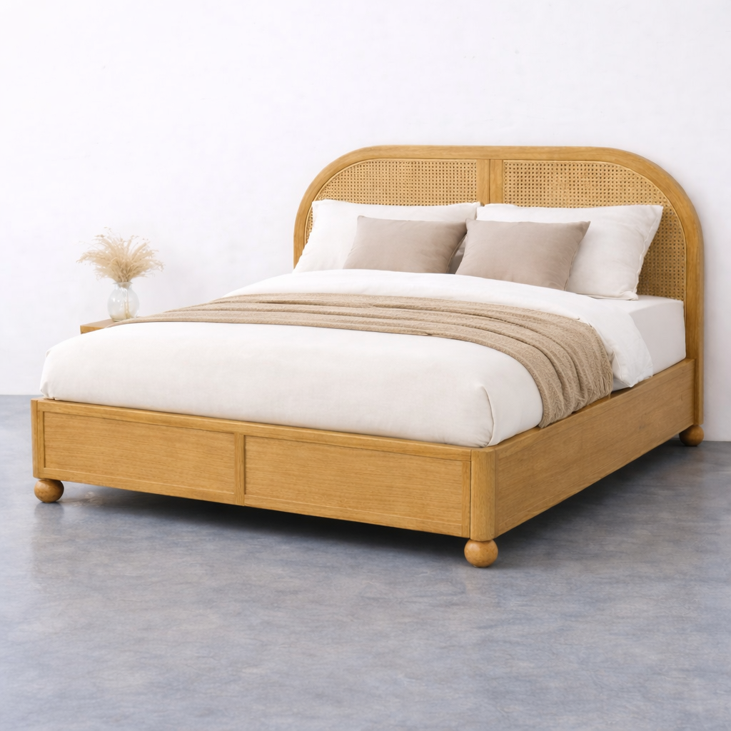 Valencia Rattan Hydraulic Bed Side View | Mamta Handicraft