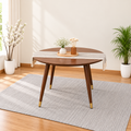 Ashton Solid Wood Rattan Cane Round Dining Table 4 Seater 