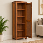 Modern Sheesham Wood Tall Cabinet with Cane Doors