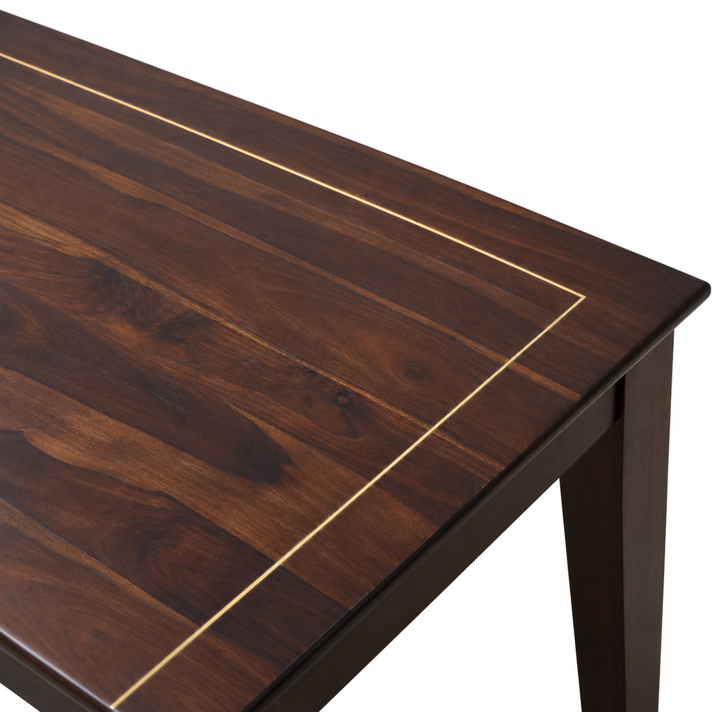 Luxury Solid Wood Dining Table with Brass Inlay Detail-4 Seater