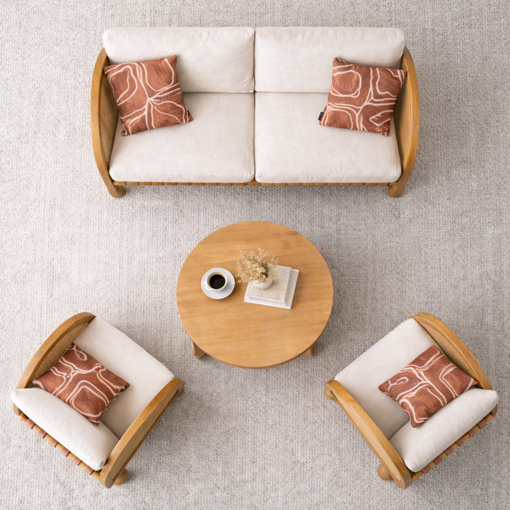 Valencia Rattan Sofa Set Front View | Mamta Handicraft