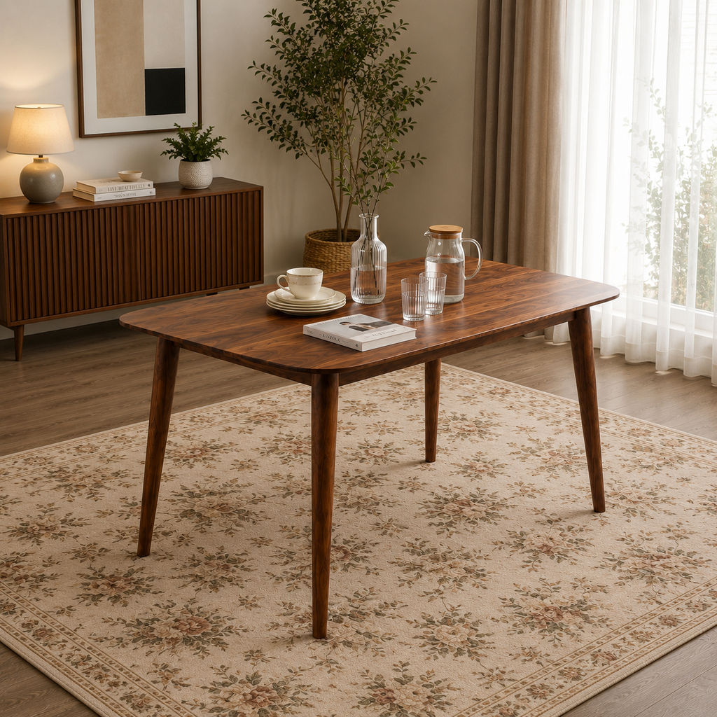 Astera Sheesham Wood 6 Seater Dining Set with Natural Cane Chairs