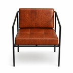 Modern Leather Tubular Frame Lounge Chair