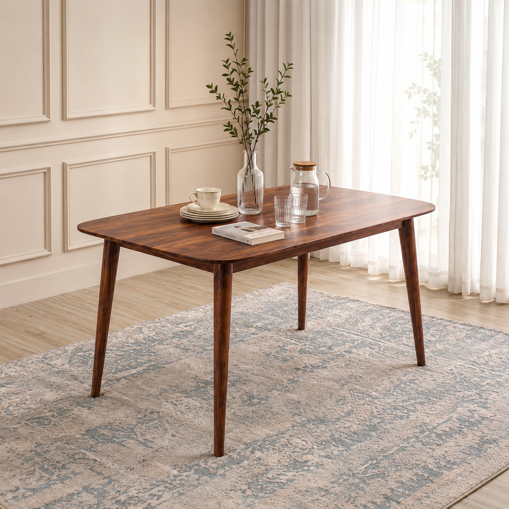 Astera Sheesham Wood 6 Seater Dining Set with Natural Cane Chairs