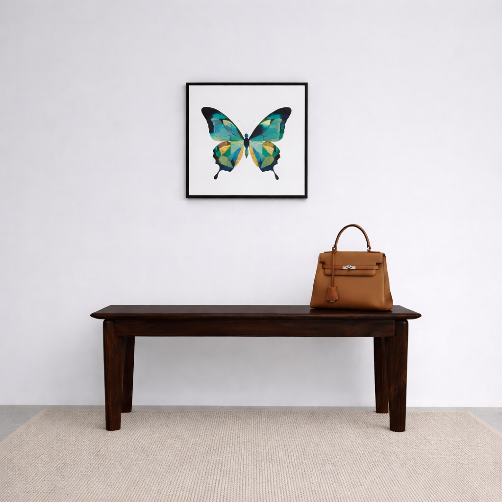 Sheesham Wood Bench Walnut Front View | Mamta Handicraft