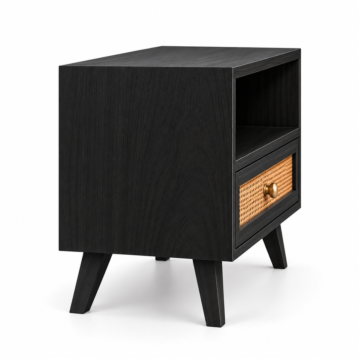 Modern Solid Wood Media Console with Cane Front