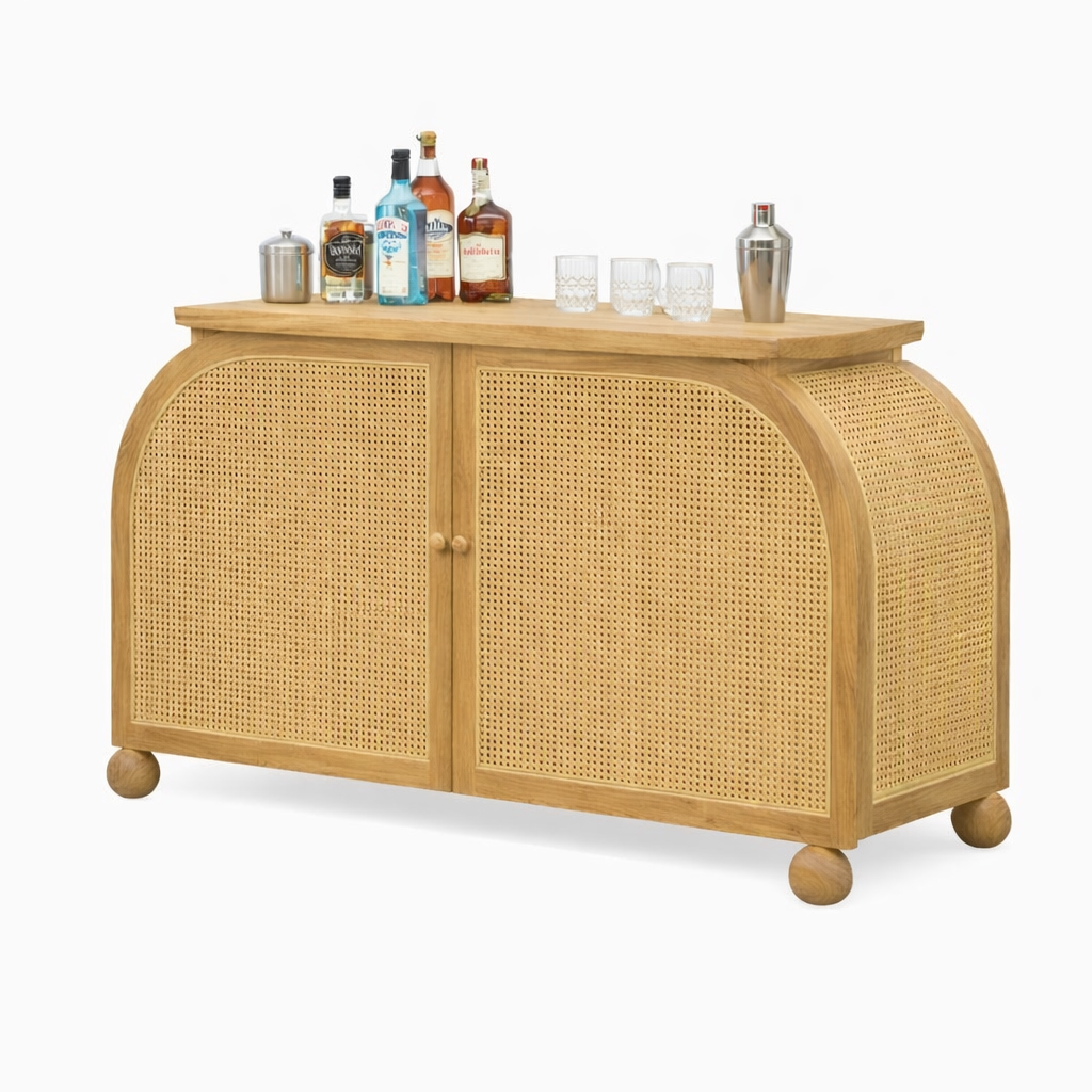Valencia Rattan Bar Cabinet Front View | Mamta Handicraft