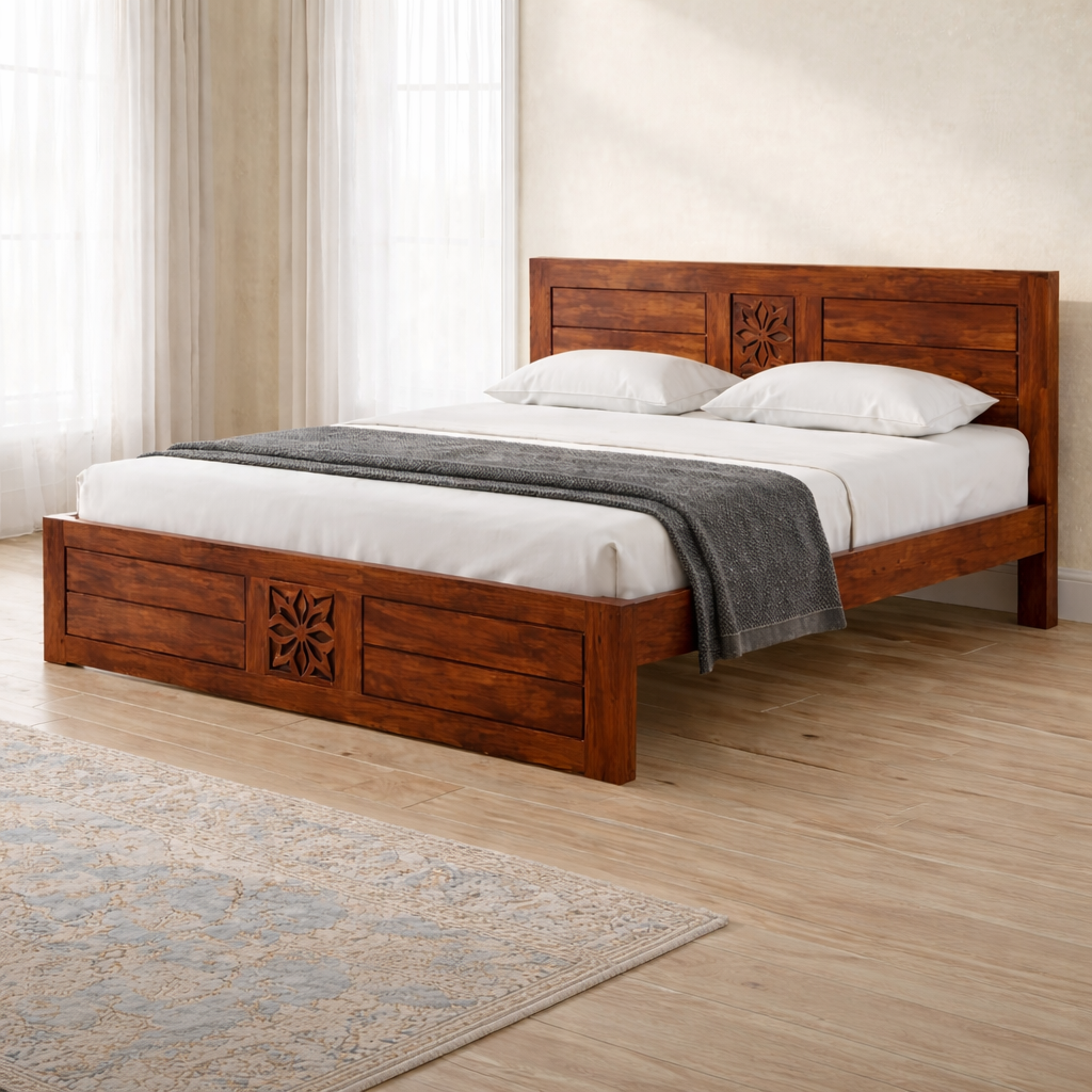 Seiraa solid sheesham wood Bed without storage